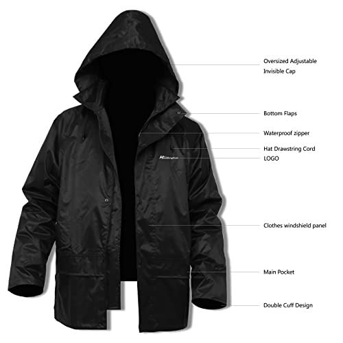 WCBDUT Work Wear Rain suit for Men/Women, Lightweight Waterproof Raincoat Windproof Hooded Rainsuits Rain Gear Jacket and Trousers Set (3XL, Black) - Image 2