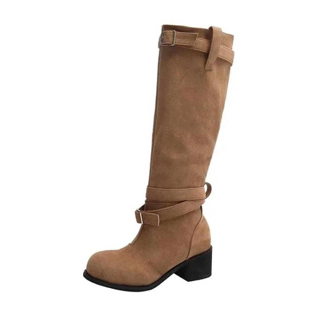 Women Western Vintage Detachable Boot Barrel Mid Calf Wasteland Style Cowboy Long Boots