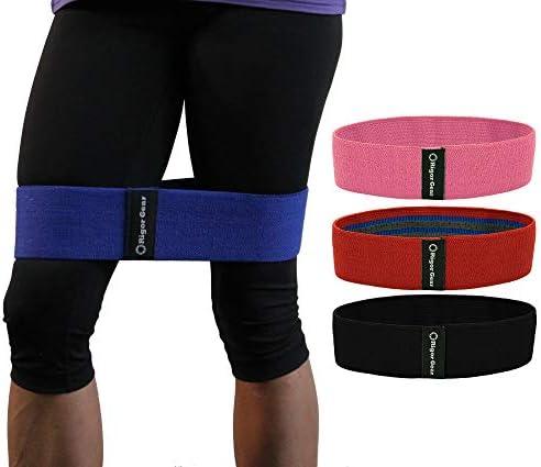 WODSuperStore Resistance Band for Legs & Butt - Hip Bands Circle to Tone Booty, Thighs & Hips (Black, LG - Medium Resistance)