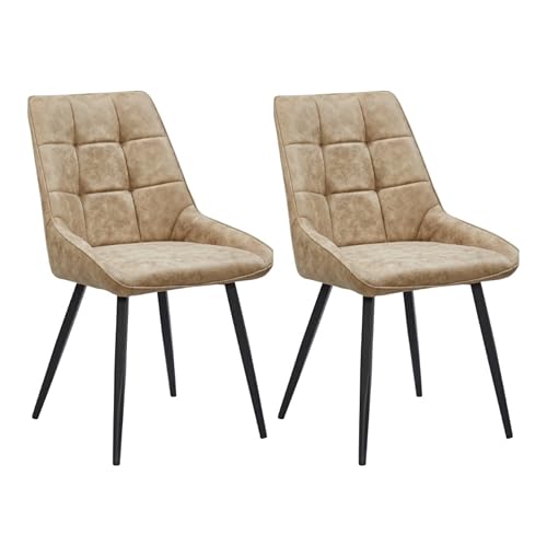 Colenis Lot de 2 chaises de Salle à Manger Style Industriel Confort supérieur en Microfibre Couleur Sable Pieds en métal Noir - dansk