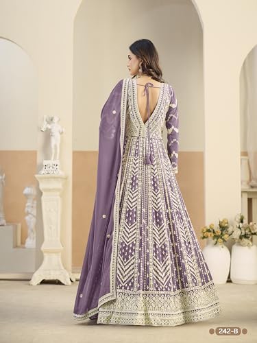 Vestido Anarkali de Georgette con Bordado Elegante Completo para Bodas 3