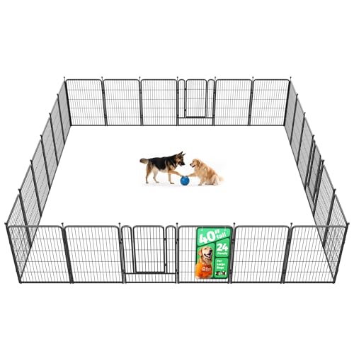 Image of FXW Rollick Unleashed Dog Playpen for Indoor, Yard, RV Camping, 40 inch 24 Panels for Medium and Large Dogs, Black│Patented