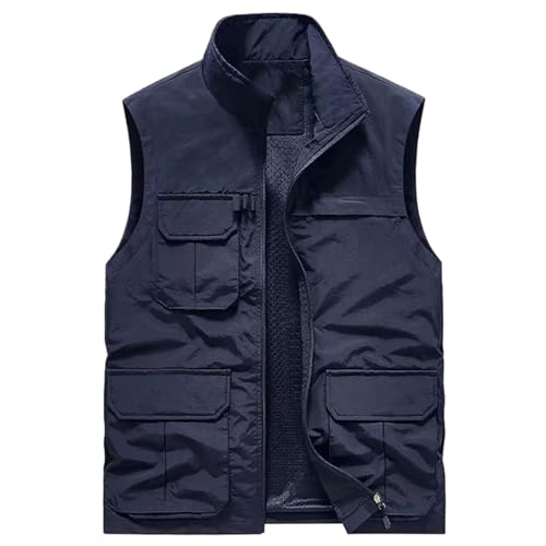 Chaleco de pesca para hombre casual con hombros delgados y bolsillos múltiples