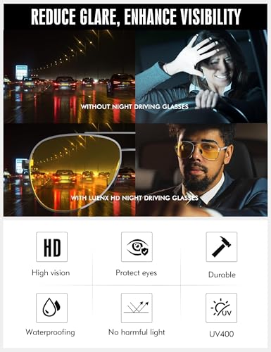 Image of LUENX Aviator Sunglasses for Women Men Polarized Lens Trendy Sun Glasses - UV 400 Protection 60MM with Accessories Driving