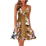 Sexy Silvester Kleider Maxikleider Damen Sommer Jeans Kleid Für Damen Pailletten Kleid Schicke Kleider Damen Knielang Kleider Boho Style Boho Brautkleid Kurz(2-Hellbraun,S)