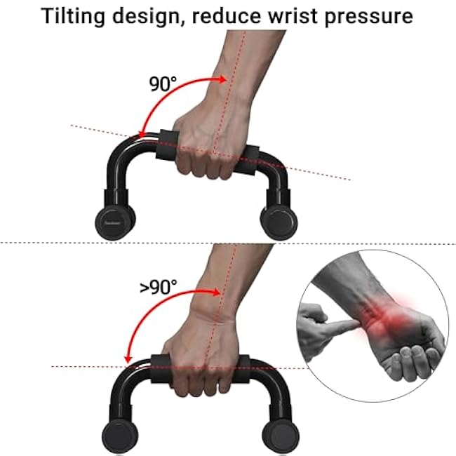 READAEER Push Up Bars Gym Exercise Equipment Fitness 1 Pair Pushup Handles with Cushioned Foam Grip and Non-Slip Sturdy Structure Push Up Bars for Men & Women