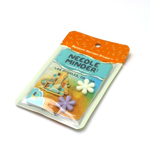 Image of Awesome Pattern Studio Needle Minder Set - Los Angeles Magnetic Needle Minder + 2 Needle Threaders. Enamel Pin for Cross Stitch, Embroidery and Craft