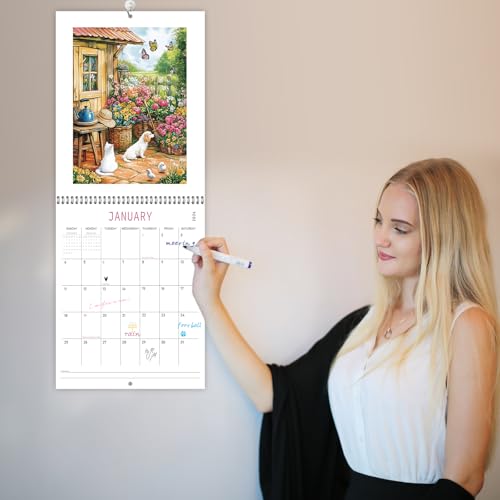 Guasslee Calendário de parede vertical 2025, calendário estético de 18 meses, de 2025, janeiro de 20