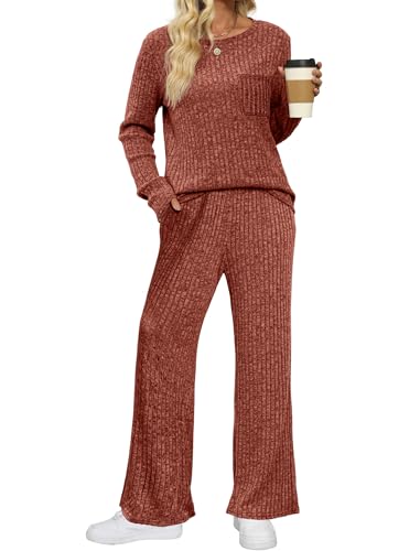 Image of Saloogoe Lounge Sets for Women Two Piece Outfits Cozy Pajamas Set Fall Fashion 2024