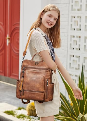 Image of Shrrie Vegan Leather Laptop Backpack for Women 15.6 inch Work Backpack Fashion Travel Backpack Purse for Travel College Work