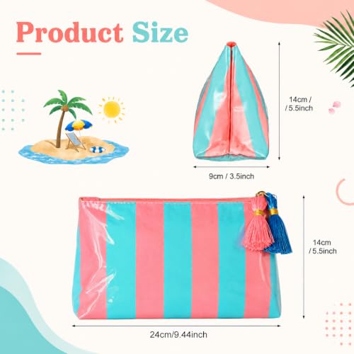 Image of MAYCREATE Striped Makeup Bag Waterproof Coated Cosmetic Pouch