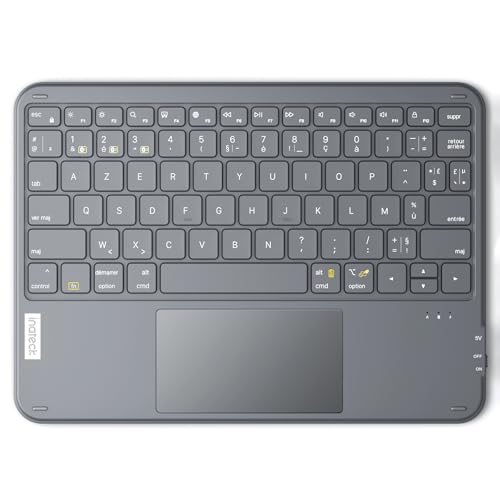 Inateck Clavier Bluetooth avec pavé Tactile, Clavier sans Fil AZERTY Ultra Fin et Portable, Compatible avec Windows et iPad OS, KB01105