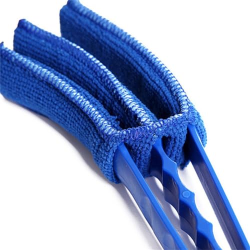 Image of Cleaner Tools for Window Shutters Air Conditioner Dust with 3 Microfiber Sleeves - Mini Duster and Brush,for Keyboard,Car Air Vent, Vehicle Blind Dust Cleaning Tool for SUV, Truck, RV, Blue