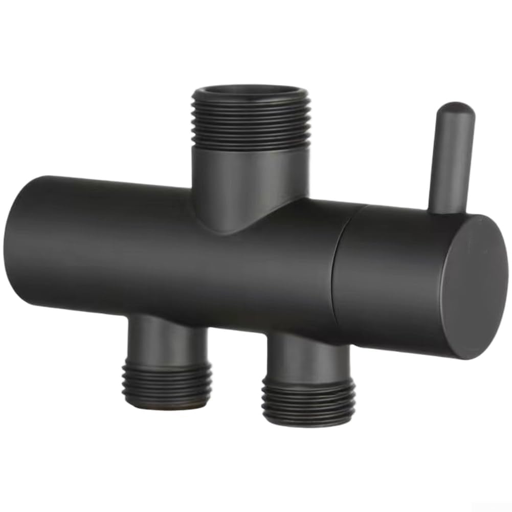 Válvula desviadora de ducha montada en la pared, divisor de cobre de 2 vías con chapado en cromo, interruptor de rotación para cambiar entre tomas, compatible con sistemas de ducha estándar (cromado)