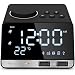 Hetyre 4.2 Inch Alarm Clock Radio, Bluetooth Speaker with Dual Snooze Clock USB Charging Port, AUX TF Card Play, Thermometer, Large Mirror LED Dimmable Display for Bedroom, Kitchen, Hotel, Table, Desk