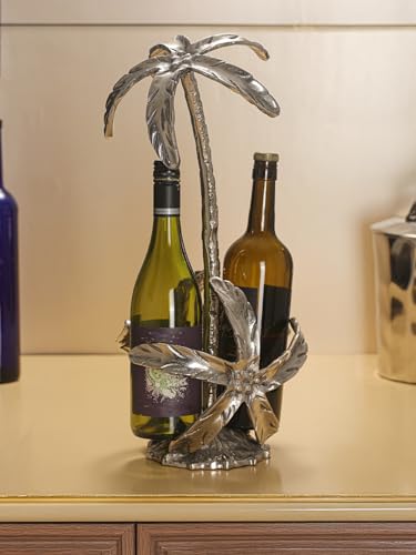 Image of Trovea's Palm Tree Bottle Holder Aluminium Wine Bottle Holder for Home Bar | Premium aluminium bottle holder with a palm tree design, ideal for displaying wine bottles for home bar and dining