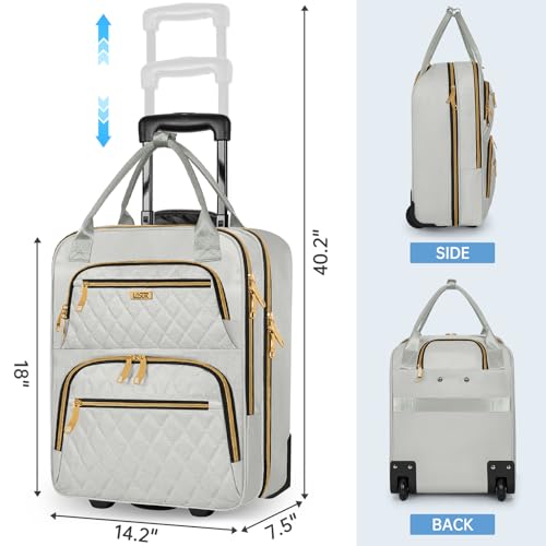 Image of Underseat Carry On Luggage with Wheels, Stylish Lightweight Under Seat Luggage, Personal Item Suitcase with telescoping handles for Men Women, Pilots and Crew, Gray