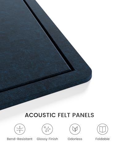 Fluxynara Bulletin Board, 35" x 17.5" Cork Board Alternative with 12 Safe Removable Adhesive Tabs, Foldable Felt Pin Board for Home Office, Classroom, Bedroom,Entryway for Walls—Carbon Blue - Image 3