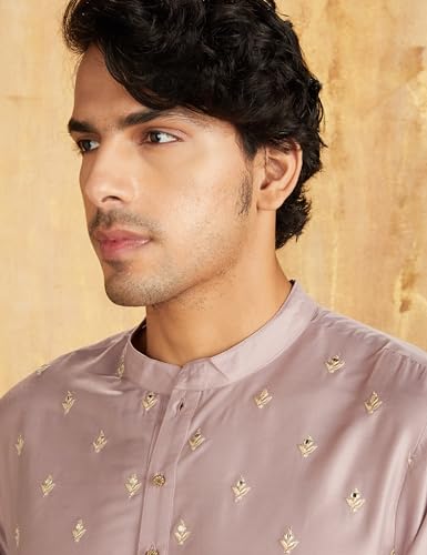 Image of Amazon Brand - Symbol Men Festive Long Regular Fit Kurta & Pyjama Set (2Pcs)