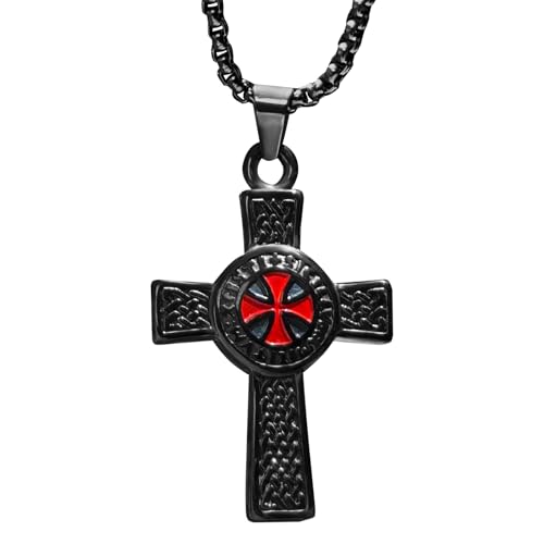 Collier croix de templier homme acier inoxydable pendentif chaîne