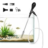BYZESTY Aquarium Changer l'eau, Aspirateur d'aquarium avec 3 Embouts, Tuyau de 2 m et Support de Tuyau, Aquarium Changeur d'eau, Aspirateur Aquarium pour Changer l'eau et Nettoyer Le Sable