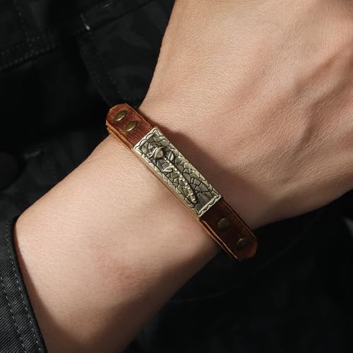 Pulsera Boho de Cuero Ajustable Marrón Vintage miniatura 2