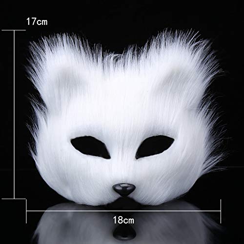 JNGUOSICN Faux Fur Mask Cat Mask Halloween Furry Plush Half Face Mask Elegant Cosplay Animal Fancy Dress Eye Mask Cat Veil Makeup Prop for Christmas Carnival Party Costume Accessory Unisex - Image 3