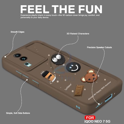 Image of AESTMO Back Case Cover for iQOO Neo 7 /7 Pro 5G Cover | Cute Fun Cartoon 3D Ball | Coffee Silicone Case | Full Body Protection | Camera Protection Back Cover for iQOO Neo 7 /7 Pro 5G (Brown)