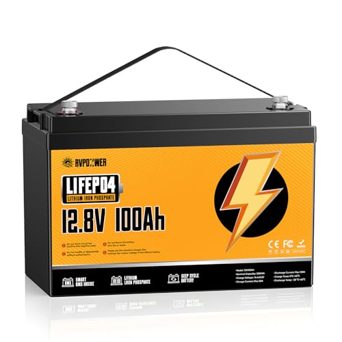 Rvpozwer 12V 100Ah LiFePO4 Battery with 120A BMS, 1280Wh