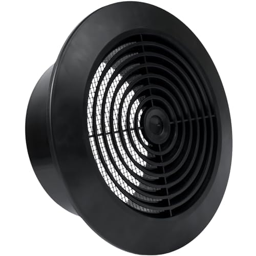 Vent Systems Griglia da soffitto smontabile, 12,7 cm, nera, in plastica, con feritoia rotonda per bocchetta dell'aria, copertura in nylon, prese d'aria HVAC per bagno, casa, ufficio, cucina
