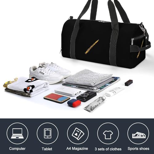 Funny Flute Gym Bag Travel Duffel Bag Sports Tote Bag Workout Bag Weekender Bag for Women Men3