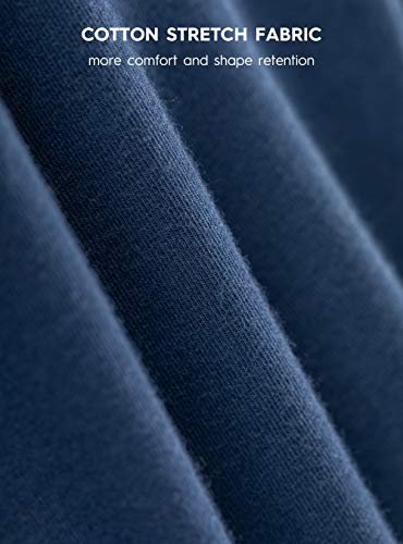 David Archy Men's Cotton Raglan Sleepwear Long Sleeve Top & Bottom Pajama Lounge Set (M, Navy Blue) #TOP4