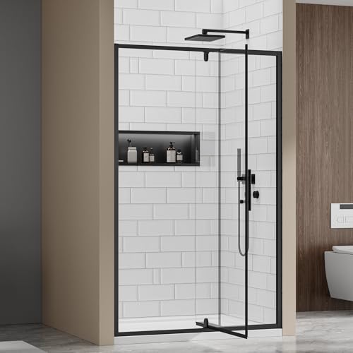 Pivot Glass Shower Door, 48' W(46'~50' W) x 75' H Swing Pivot Hinged Shower Doors, 1/4' Clear SGCC...
