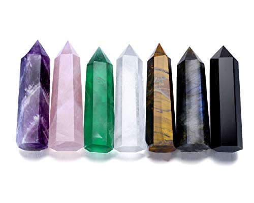 Crystaltears Healing Crystal Wands 2.5" Hexagonal Crystal Tower Quartz Crystals Stones Points Gemstone Wand Set For Meditation Reiki Healing Crystal Therapy #TOP3