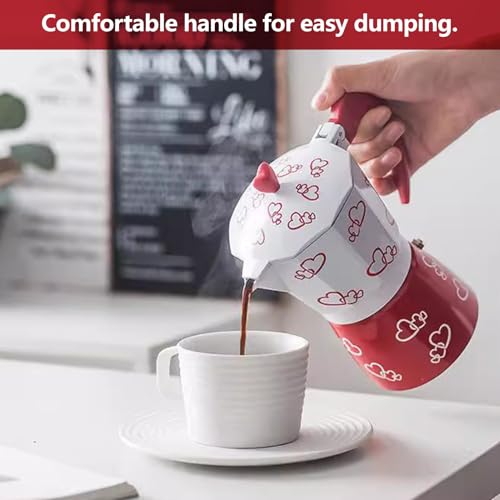 Cafetière expresso durable en aluminium à conduction rapide avec imprimé cœur - 7