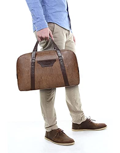 Image of The Clownfish Romer 27 litres Unisex Faux Leather Travel Duffle Bag (Brown)