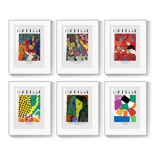 Framed Matisse Wall Art for Living Room, 6 Piece Colorful