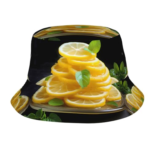WZYWHJ Chapeau cloche avec motif de tranches de citron aigre-doux - Doux au toucher - Pliable et portable - Pour voyage