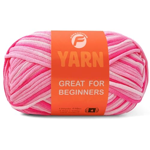 Image of 3.5Oz /120yds Beginner Easy Yarn for Crocheting and Knitting;Worsted-Weight Medium #4;Cotton Blend Yarn for Beginners Amigurumi DIY(Strawberry,1 Skein)