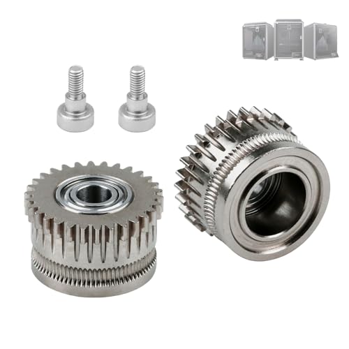 K1 Extruder Gear Kits, All Metal Nickel Plated Hardened Steel Plating Drive Gear K1 Max Extruder Gears Kit Compatible with Ender-3 V3/Ender-3 V3 Plus/K1 SE/K1C/K1/K1 Max 3D Printer