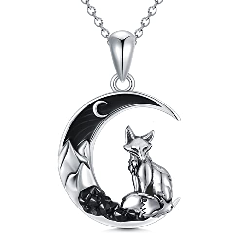 Flpruy Fox Crescent Moon Pendant