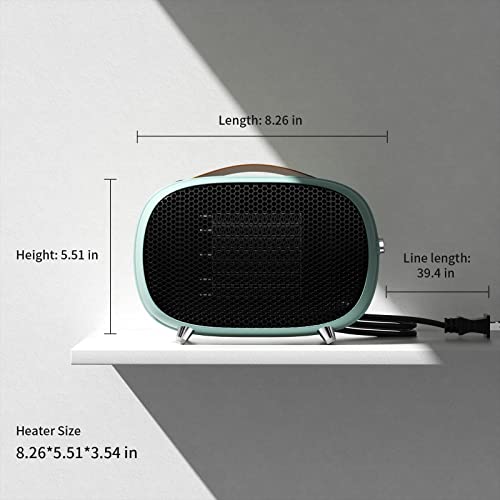 Vteilas Portable Electric Space Heater 800W/400W/Natural Wind, Ptc Fast Heating Small Space Heater With Tip-Over And Overheat Protection For Bedroom, Office, Room, Desk And Indoor Use (Green) #TOP1