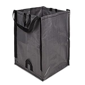 DURASACK Heavy Duty Home and Yard Waste Bag 48-Gallon Woven Polypropylene, Reusable Lawn and Leaf Garden Bag with Reinforced Carry Handles, Pop-Up Self-Standing Garbage Can, Gray