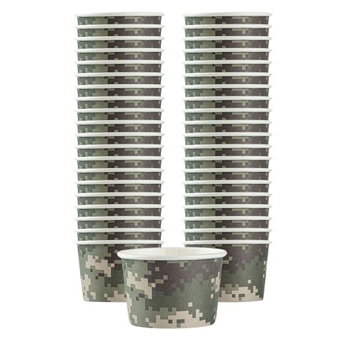 Image of Restaurantware Coppetta 4-Ounce Dessert Cups, 200 Disposable Ice Cream Cups - Lids Sold Separately, Heavy-Duty, Camouflage Paper Frozen Yogurt Bowls, For Hot And Cold Foods