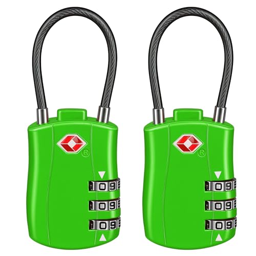 TSA Approved Luggage Combination Locks,T Tersely 2 Pack Travel Suitcase Lock with Zinc Alloy Body Resettable Password Code Padlock for Toolbox, Bag, Backpack, Suit Case, Lockers, Gym, Bike