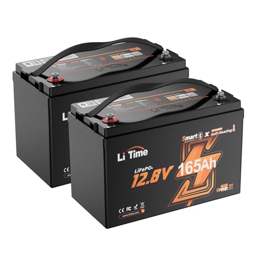 Image of Litime 12V 165Ah LiFePO4 Battery with Self-Heating for RV, Marine(2 Pack)
