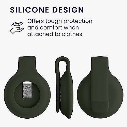 kwmobile Silicone Clip Compatible with Apple AirTag - Protective Silicone Clip for Tracker - Petrol - Image 3