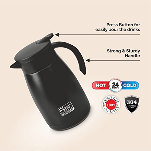 Image of Flair Cafe Vacuum Insulated Steel Kettle 750 ML (Black)