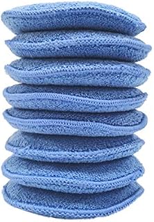 Polyte Microfibre Detailing Wax Applicator Pad 8 Pack, 13 cm (Blue)