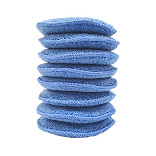 car waxing pads - Polyte Microfiber Detailing Wax Applicator Pad, 8 Pack (Blue, 5 in)